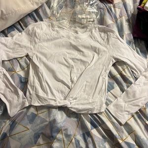 XL white long sleeve shein tee w/ front bottom knot